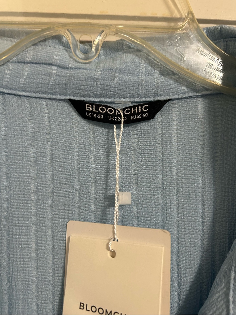 NWT BloomChic Blue Plissé Pleated Sleeveless Midi Shirt Dress High Low Sz 18/20 - Picture 2 of 3
